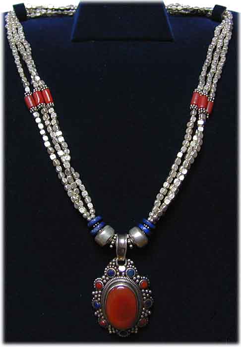 Halskette Sterling Silber mit Karneol Anhnger