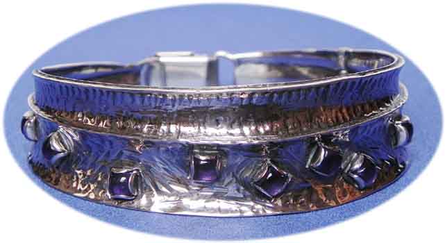 Designer Silber Armreif Amethyst