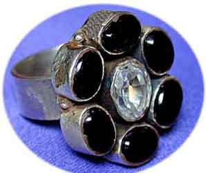 Silberring black Onyx mit Zirkonium